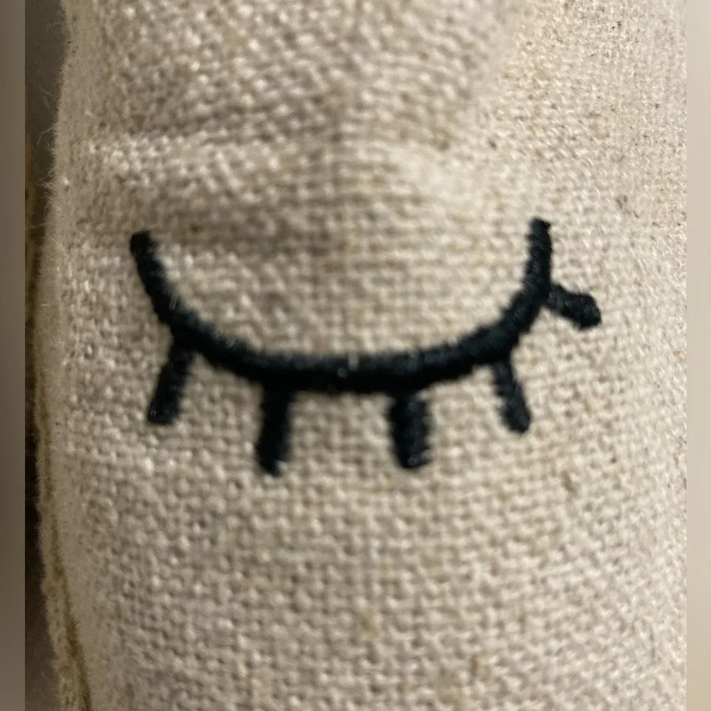 Soludos Beige Espadrille Slippers with Black Eye Embroidery